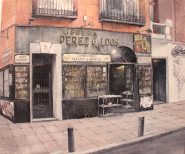 Malerei mit dem Titel "Madrid-Libreria Per…" von Tomás Castaño, Original-Kunstwerk, Öl