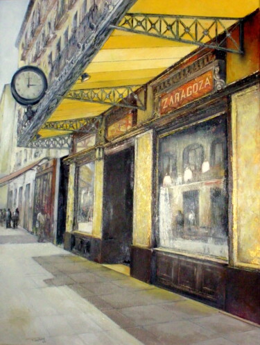 Peinture intitulée "zaragoza-gran-cafe-…" par Tomás Castaño, Œuvre d'art originale, Huile