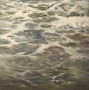 Painting titled "mar en movimiento 2" by Tomás Castaño, Original Artwork, Oil