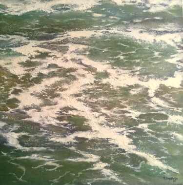 Pintura intitulada "mar en movimiento 1" por Tomás Castaño, Obras de arte originais, Óleo
