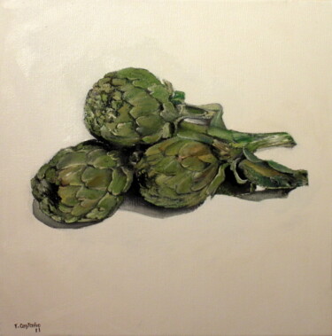Pintura titulada "alcachofas" por Tomás Castaño, Obra de arte original, Oleo