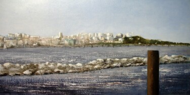 Painting titled "Santander desde Raos" by Tomás Castaño, Original Artwork, Oil