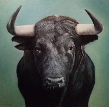 Peinture intitulée "Toro bravo" par Tomás Castaño, Œuvre d'art originale, Huile
