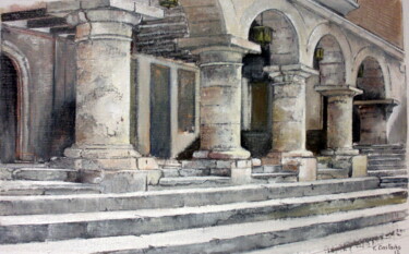 Painting titled "Arcos en el Ayuntam…" by Tomás Castaño, Original Artwork, Oil