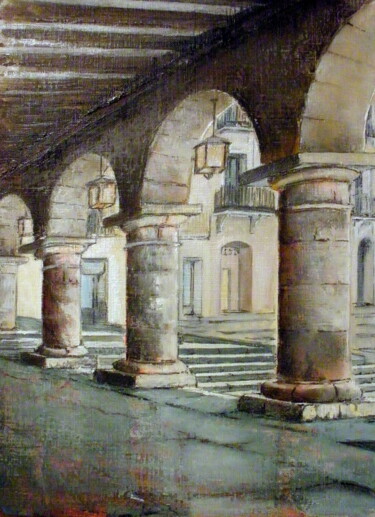 Картина под названием "Arcos del ayuntamie…" - Tomás Castaño, Подлинное произведение искусства, Масло