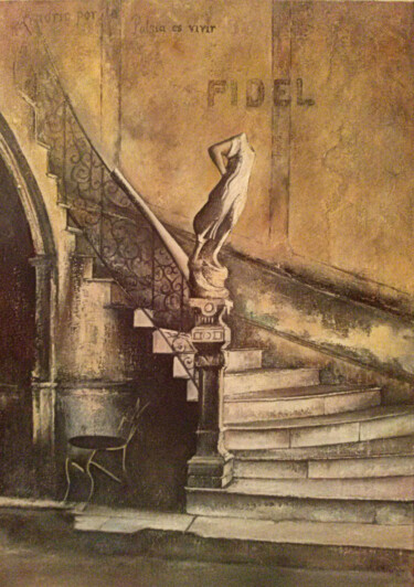 Schilderij getiteld "Fidel- Serie Habana" door Tomás Castaño, Origineel Kunstwerk, Olie