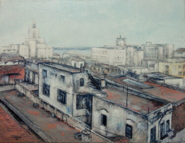 Schilderij getiteld "Panoramic Havana" door Tomás Castaño, Origineel Kunstwerk, Olie