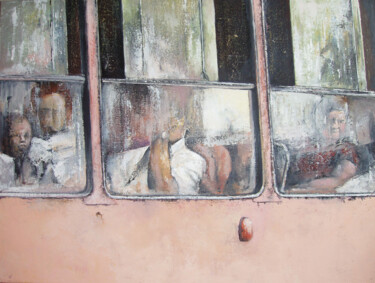 Malerei mit dem Titel "Viajando en camello" von Tomás Castaño, Original-Kunstwerk, Öl