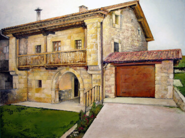 Painting titled "Cantabria-casona mo…" by Tomás Castaño, Original Artwork, Oil