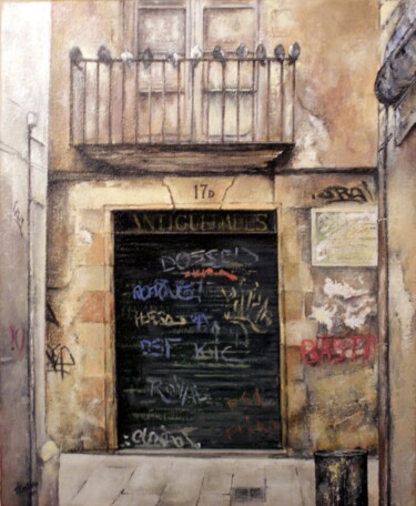 Pintura titulada "Barrio Gótico de Ba…" por Tomás Castaño, Obra de arte original, Oleo