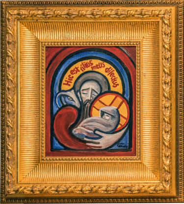 Картина под названием "Icon 2: The Man" - Tomas Hed, Подлинное произведение искусства, Масло Установлен на Деревянная рама д…