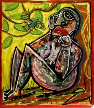 Painting titled "COMES A BIRD" by Tomás Martin, Original Artwork, Acrylic