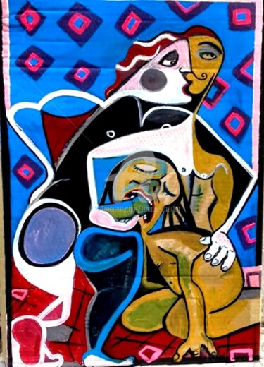 Schilderij getiteld "Le moustache" door Tomás Martin, Origineel Kunstwerk, Acryl