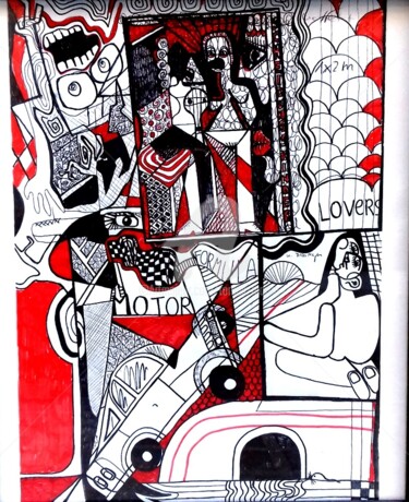 Pintura intitulada "Motor lovers" por Tomás Martin, Obras de arte originais, Estêncil