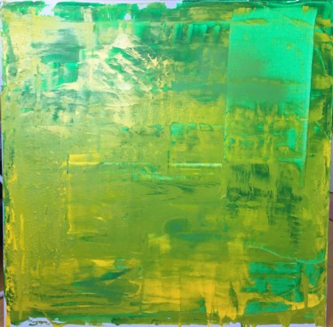 Painting titled "Rhythm in Green and…" by Tomas Mudra, Original Artwork, Lacquer Mounted on Wood Stretcher frame
