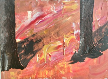 Pittura intitolato "Two Trees and Autum…" da Tomas Mudra, Opera d'arte originale, Acrilico Montato su Telaio per barella in…
