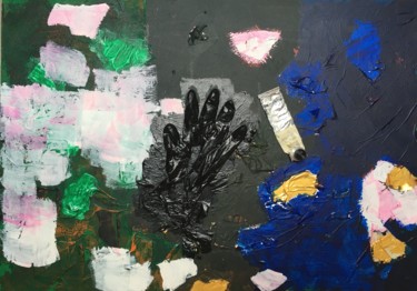 Collagen mit dem Titel "The Hand" von Tomas Mudra, Original-Kunstwerk, Collagen