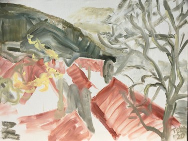 Картина под названием "Cityscape" - Tomas Mudra, Подлинное произведение искусства, Акрил Установлен на Деревянная рама для н…