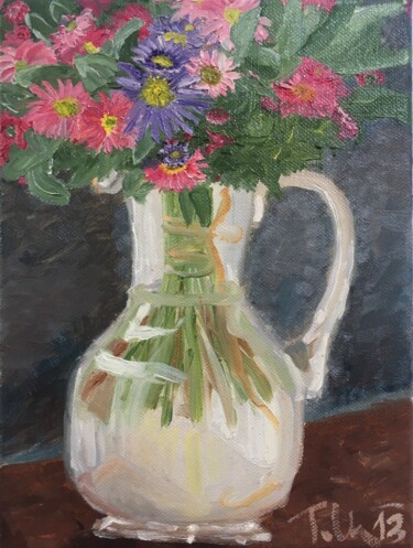 Pintura titulada "Flowers in a Vase" por Tomas Mudra, Obra de arte original, Oleo Montado en Bastidor de camilla de madera