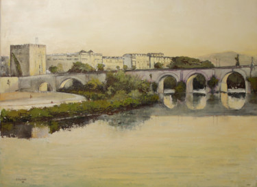 Painting titled "Puente romano-Córdo…" by Tomás Castaño, Original Artwork, Oil