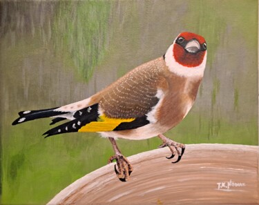 Painting titled "SPRING GOLDFINCH (S…" by Tomasz Krzysztof Nowak, Original Artwork, Acrylic