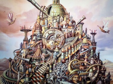 Pintura titulada "Tower of Babel" por Tomasz Sętowski, Obra de arte original, Oleo Montado en Bastidor de camilla de madera
