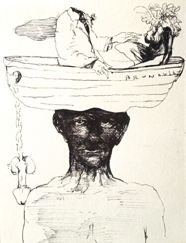Drawing titled "Wspomnienie" by Tomasz Tobolewski, Original Artwork, Ink