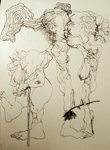 Drawing titled "Gody" by Tomasz Tobolewski, Original Artwork, Ink