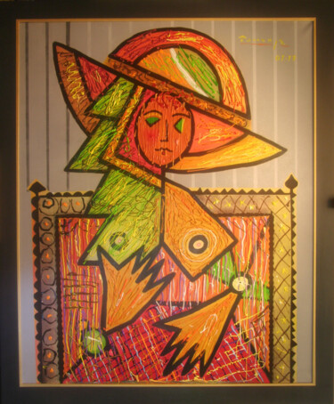 Painting titled "The Sad Woman" by Tomasz, Original Artwork, Acrylic
