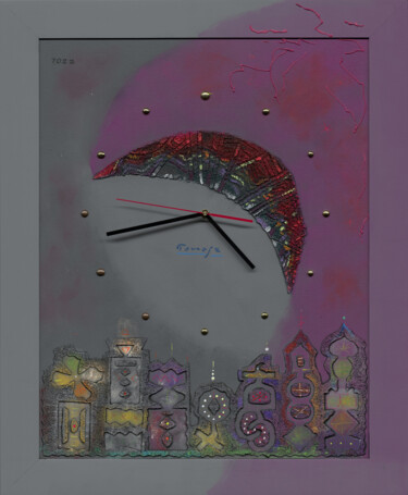 Картина под названием "Moon over the city" - Tomasz, Подлинное произведение искусства, Акрил