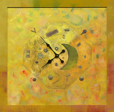 Painting titled "Clock - Starry Night" by Tomasz, Original Artwork, Acrylic