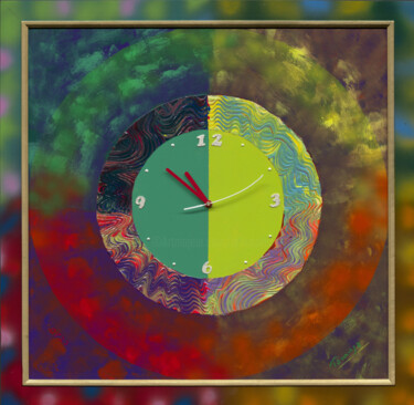 Peinture intitulée "Green Clock" par Tomasz, Œuvre d'art originale, Acrylique