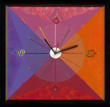 Painting titled "Geometric clock" by Tomasz, Original Artwork, Acrylic