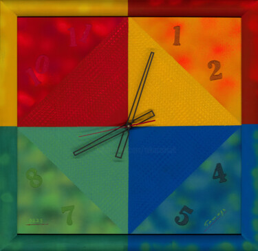 Painting titled "Clock face in Chess…" by Tomasz, Original Artwork, Acrylic