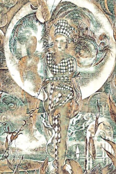 Arte digitale intitolato ""A woman in india"" da Tom Haespi, Opera d'arte originale, Pittura digitale