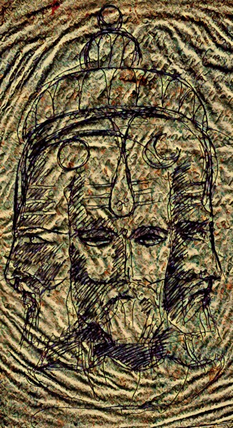 Digitale Kunst mit dem Titel ""3 Men"" von Tom Haespi, Original-Kunstwerk, Digitale Malerei