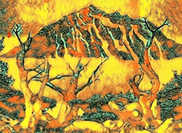 Digitale Kunst mit dem Titel ""Glowing lava"" von Tom Haespi, Original-Kunstwerk, Digitale Malerei