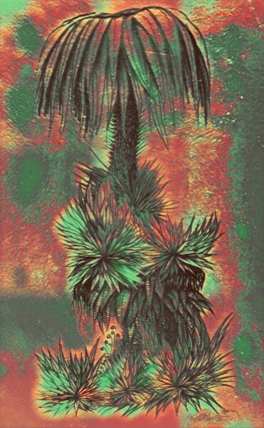 Digitale Kunst getiteld ""Dream Palm"" door Tom Haespi, Origineel Kunstwerk, Digitaal Schilderwerk