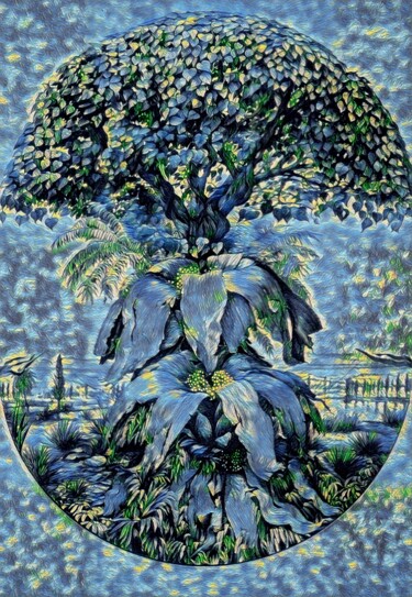 Digitale Kunst mit dem Titel ""Tree of Love"" von Tom Haespi, Original-Kunstwerk, Digitale Malerei