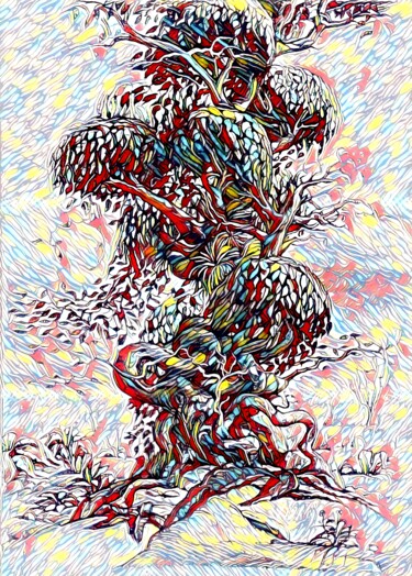 Digitale Kunst mit dem Titel ""The tree - a frien…" von Tom Haespi, Original-Kunstwerk, Digitale Malerei