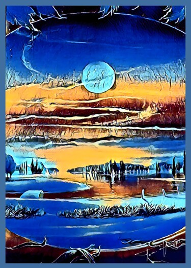 Digital Arts titled "The Blue Shine" by Tom Haespi, Original Artwork, Digital Painting