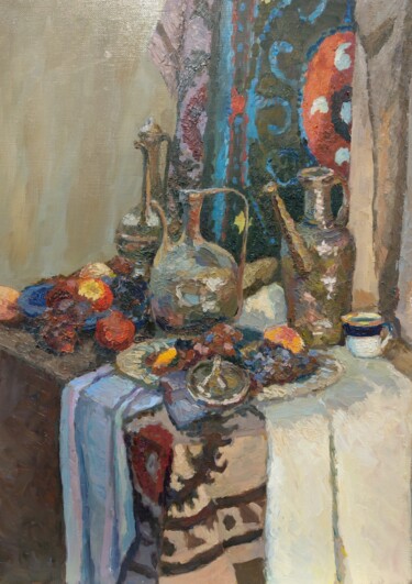 Painting titled "Nature-Morte orient…" by Tomileka, Original Artwork, Oil