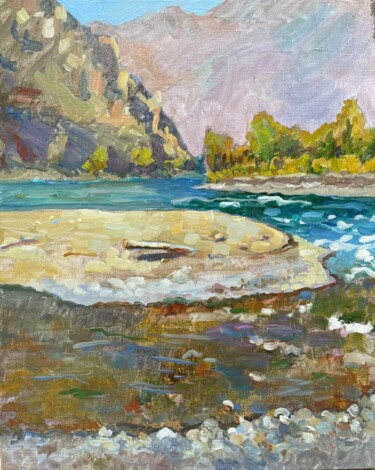 Malerei mit dem Titel "Quand deux rivières…" von Tomileka, Original-Kunstwerk, Öl