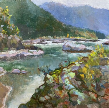 Painting titled "I follow rivers" by Tomileka, Original Artwork, Oil