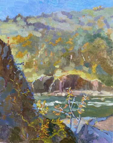 Painting titled "The Greens of Altai" by Tomileka, Original Artwork, Oil
