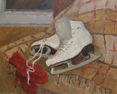 Peinture intitulée "Awaiting (skates)" par Tomileka, Œuvre d'art originale, Huile