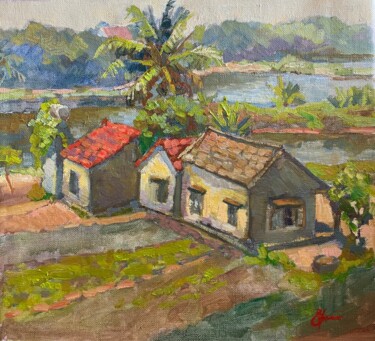 Painting titled "Rural life" by Tomileka, Original Artwork, Oil
