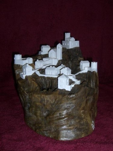 Sculpture titled "fort town" by Tomislav Zovic, Original Artwork, Mixed Media