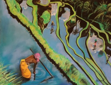 Dessin intitulée "Hautes Terres" par Maryse Renault, Œuvre d'art originale, Pastel