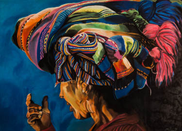 Dessin intitulée "Turban" par Maryse Renault, Œuvre d'art originale, Pastel